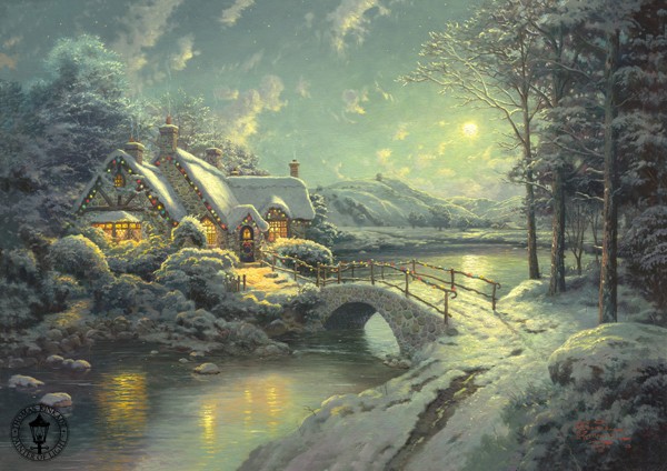 Thomas Kinkade xmas moonlight